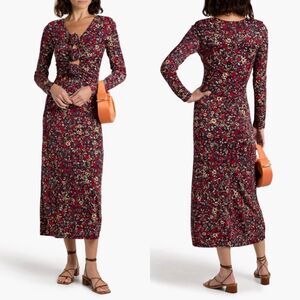 NWT Farm Rio Chelsea Garden Floral Rosette Cutout Long Sleeve Maxi Dress Small